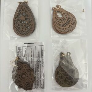 NWT Lot Set of 4 Wood Laser cut Bohemian earrings